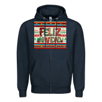Navy feliz navidad spanish christmas Zipper Hoodie - Jasminsmagicworld