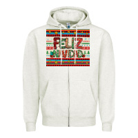 Oatmeal Heather feliz navidad spanish christmas Zipper Hoodie - Jasminsmagicworld