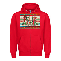 Red feliz navidad spanish christmas Zipper Hoodie - Jasminsmagicworld