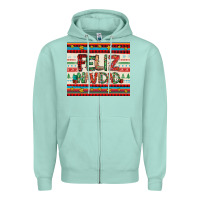 Seafoam feliz navidad spanish christmas Zipper Hoodie - Jasminsmagicworld