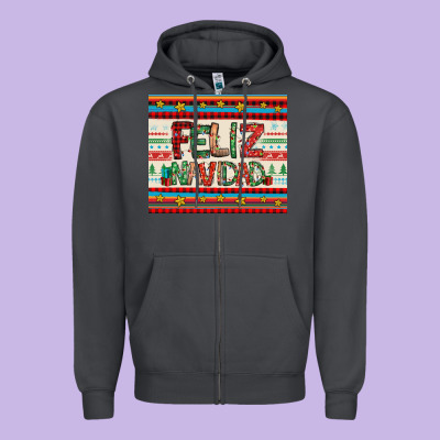 Feliz Navidad Spanish Christmas Zipper Hoodie Designed By Jasminsmagicworld