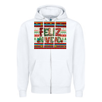 White feliz navidad spanish christmas Zipper Hoodie - Jasminsmagicworld
