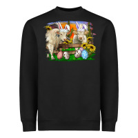 Black easter farm cows bunny ears and eggs Heavyweight Sweatshirt - RanaPortraitStore