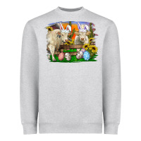 Heather Grey easter farm cows bunny ears and eggs Heavyweight Sweatshirt - RanaPortraitStore