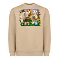 Mushroom easter farm cows bunny ears and eggs Heavyweight Sweatshirt - RanaPortraitStore
