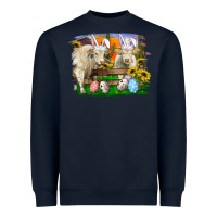 Navy easter farm cows bunny ears and eggs Heavyweight Sweatshirt - RanaPortraitStore