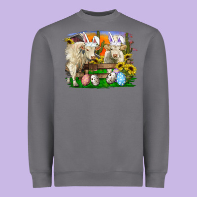 Heavyweight Sweatshirt easter farm cows bunny ears and eggs