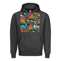 Charcoal Heather western school bus seamless pattern Zipper Hoodie - BundleAndBundleShop