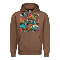 Chestnut western school bus seamless pattern Zipper Hoodie - BundleAndBundleShop