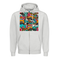 Dove Grey western school bus seamless pattern Zipper Hoodie - BundleAndBundleShop