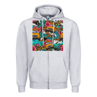 Heather Grey western school bus seamless pattern Zipper Hoodie - BundleAndBundleShop