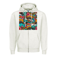 Oatmeal Heather western school bus seamless pattern Zipper Hoodie - BundleAndBundleShop