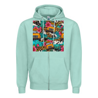 Seafoam western school bus seamless pattern Zipper Hoodie - BundleAndBundleShop