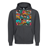 Smoke western school bus seamless pattern Zipper Hoodie - BundleAndBundleShop