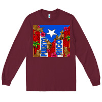 Burgundy puerto rico coqui leopard Long Sleeve Tee - AdoDesignShop