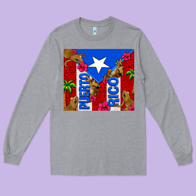 Puerto Rico Coqui Leopard Long Sleeve Tee Designed By Adodesignshop