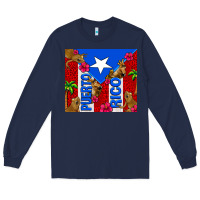 Navy puerto rico coqui leopard Long Sleeve Tee - AdoDesignShop