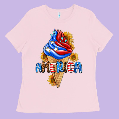 Ice Cream America Ladies Tee Designed By Adodesignshop