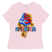 Bubblegum Pink ice cream america Ladies Tee - AdoDesignShop