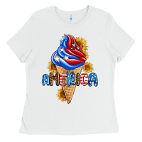 White ice cream america Ladies Tee - AdoDesignShop