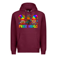 Burgundy LGBTQ Free Hugs Gnomes Premium Hoodie - BundleAndBundleShop