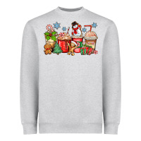 Heather Grey christmas coffee cups Heavyweight Sweatshirt - Zillion Design Studio