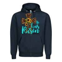Navy he has risen Zipper Hoodie - JahusDesignShop