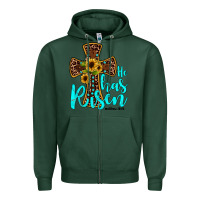 Sports Green he has risen Zipper Hoodie - JahusDesignShop