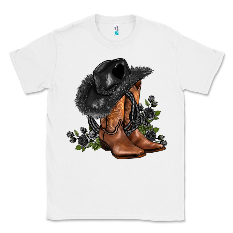 Black Cowgirl  And Roses Classic Tee by AdoDesignShop | Teevron