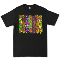 Black mardi gras sunflower fleur de lis leopard cowhide brushstrokes Premium Tee - Artiststas