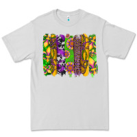 Dove Grey mardi gras sunflower fleur de lis leopard cowhide brushstrokes Premium Tee - Artiststas