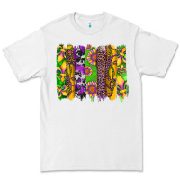White mardi gras sunflower fleur de lis leopard cowhide brushstrokes Premium Tee - Artiststas