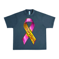 Midnight Navy Breast Cancer Ribbon Softball Urban Heavy Tee - texasbilliewilder