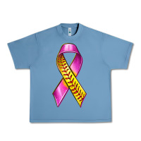 Pebble Blue Breast Cancer Ribbon Softball Urban Heavy Tee - texasbilliewilder