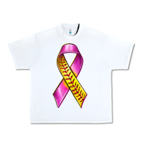 White Breast Cancer Ribbon Softball Urban Heavy Tee - texasbilliewilder