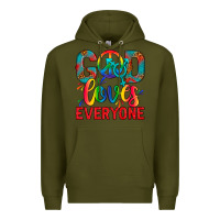 Army Green LGBTQ+ God Loves Everyone Premium Hoodie - BundleAndBundleShop