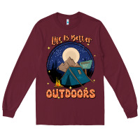 Burgundy life is better outdoors Long Sleeve Tee - JahusDesignShop
