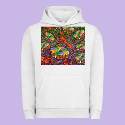 Mardi Gras King Cake And Crawfish Urban Hoodie Designed By Ranaportraitstore