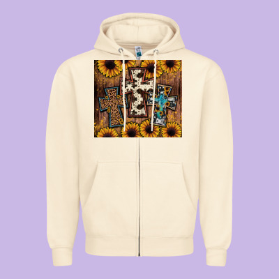 Cross Tumbler Zipper Hoodie Designed By Jahusdesignshop
