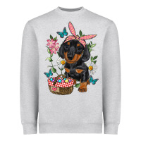 Heather Grey easter dachshund Heavyweight Sweatshirt - RanaPortraitStore
