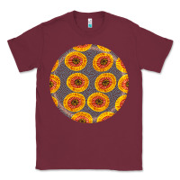 Burgundy african fabric pattern round earrings 4 Classic Tee - BundleAndBundleShop