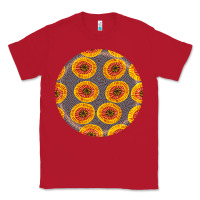 Red african fabric pattern round earrings 4 Classic Tee - BundleAndBundleShop
