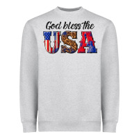 Heather Grey god bless the usa Heavyweight Sweatshirt - texasbilliewilder