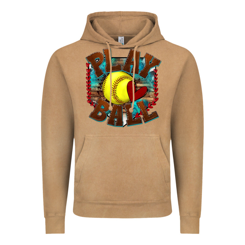 Play Ball Softball Vintage Hoodie by texasbilliewilder | Teevron