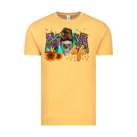 Vintage Mustard mom life with skull Vintage Tee - Zillion Design Studio