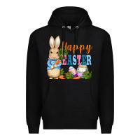 Black easter bunny egg and carrots Premium Hoodie - AdoDesignShop