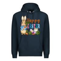 Navy easter bunny egg and carrots Premium Hoodie - AdoDesignShop