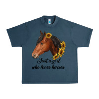 Midnight Navy just a girl who loves horses Urban Heavy Tee - RanaPortraitStore
