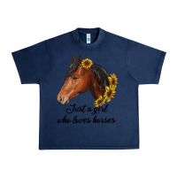 Navy just a girl who loves horses Urban Heavy Tee - RanaPortraitStore