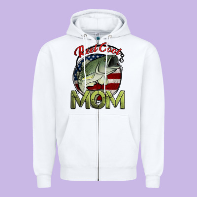 Reel Cool Mom Fishing Zipper Hoodie Designed By Jasminsmagicworld